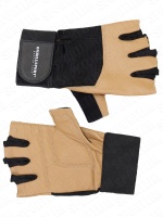 Перчатки для фитнеса с фиксатором мужские кожа коричневые Q11- XXL