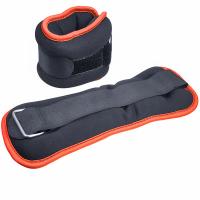 Утяжелители "ALT Sport" (2х2,5кг) (нейлон) в сумке (черный с оранжевой окантовкой) (нейлоновый, наполнитель металлическая крошка) HKAW104-2